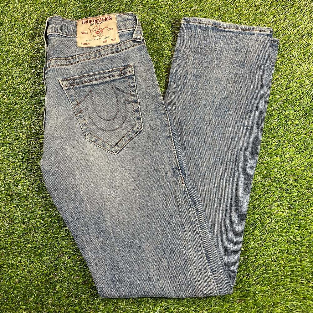 True Religion Ricky Relaxed Straight Jeans Size 28 Light Wash